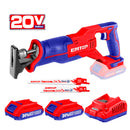 SIERRA SABLE INALAMBRICA DE 20 VOLTIOS, 2,800 RPM. CON 2 BATERIAS Y CARGADOR. BARE TOOL. EMTOP
