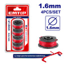Carretes de hilo para chapeadora de 1.6 mm, set de 4, Emtop, ELSL1602