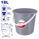 CUBETA PLASTICA 18 LITROS, 14 X 9-13/16 X 12-5/16 PLG. ASA ANTIDESLIZANTE, CUERPO REFORZADO. EMTOP