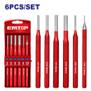SET DE 6 BOTADORES/PUNZONES CABEZA REDONDA 1/16 1/8 5/32 3/16 1/4 5/16 DE PULGADA. MARCA EMTOP