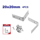 JUEGO DE 4 MENSULAS 2 X 2 CMS. GALVANIZADAS, INCLUYE TORNILLOS. EMTOP