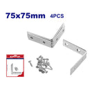 JUEGO DE 4 MENSULAS 7.5 X 7.5 CMS. GALVANIZADAS, INCLUYE TORNILLOS. EMTOP