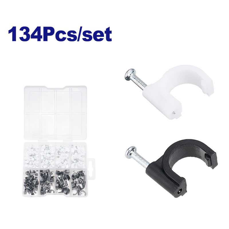 Grapas para sujeción de cable de 5, 6, 8 y 10 mm, kit de 134 unidades, Emtop, EMFQAB01