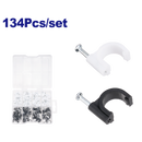 Grapas para sujeción de cable de 5, 6, 8 y 10 mm, kit de 134 unidades, Emtop, EMFQAB01