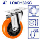 RUEDA GIRATORIA DE 4 PLG. CON CAPACIDAD DE 130KG. RUEDA DE PP, PVC Y PLACA GALVANIZADA. EMTOP