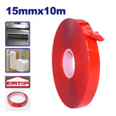 CINTA DOBLE CARA ACRILICA 15MM X 10M X 1MM, ALTA ADHERENCIA. EMTOP