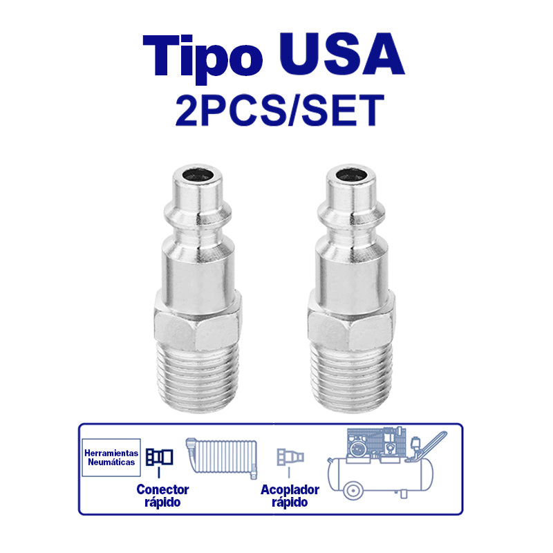 JUEGO DE 2 CONECTORES MACHO ROSCA NPT 1/4 PARA ACOPLE RAPIDO. EMTOP, EMQP2951