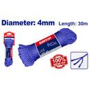 CUERDA PP 4 MM X 30 METROS, RESISTENTE, FLOTANTE, PARA USO GENERAL Y AGRICOLA. EMTOP