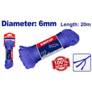 CUERDA PP 6 MM X 20 METROS, RESISTENTE, FLOTANTE, PARA USO GENERAL Y AGRICOLA. EMTOP