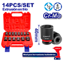 Juego de copas de impacto raiz 1/2 plg 14 unidades Emtop EMSSD12141