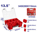 CAJA ORGANIZADORA DE PLASTICO, 13.5 PLG. 12 COMPARTIMENTOS REMOVIBLES, MEDIDA 345 X 280 X 110 MM. EMTOP