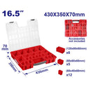 CAJA ORGANIZADORA DE PLASTICO, 16.5 PLG. 23 COMPARTIMENTOS REMOVIBLES, MEDIDA 430 X 350 X 70 MM. EMTOP