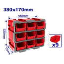 TORRE DE ALMACENAMIENTO MODULAR, 9 CONTENEDORES APILABLES Y EXPANDIBLE EN PLASTICO PP MEDIDA 380 X 170 MM. EMTOP