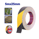 CINTA ANTIDESLIZANTE DE SEGURIDAD 25 MM X 5 MTS. AMARILLO/NEGRO, PARA PISOS, GRADAS Y RAMPAS. EMTOP