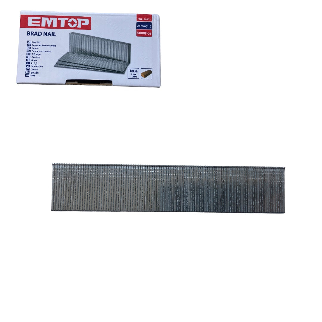 CAJA DE 5,000 CLAVILLOS, 1 PULG, 25 MM, P/MODELO ECBN504001, ECBN155001, ELBNLI2028, ELBNLI2001. MARCA EMTOP, ENAL18251