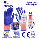 GUANTES DE NITRILO Y POLIESTER, RESISTENTE A ACEITE Y DESGASTE, TALLA XL, EMTOP.