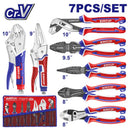 KIT DE 7 PINZAS, ALICATES Y VICE GRIP, PARA CORTAR Y SUJETAR, CON BOLSA DE LONA. EMTOP