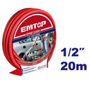 MANGUERA PVC 1/2 PLG. LARGO 20M ,PARA AGUA, LIGERA Y RESISTENTE HASTA 300 PSI. EMTOP