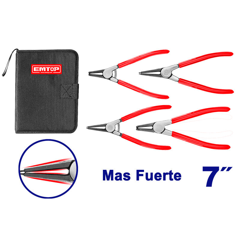 Juego de alicates para anillos de retención, 5 piezas, eplsc7411, Emtop, EPLSC7411