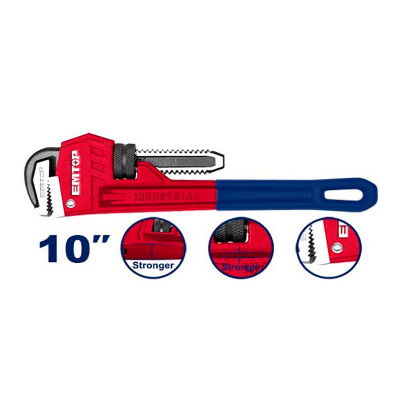 Llave de tubo tipo Stillson de 10 plgs, Emtop, EPWH1001