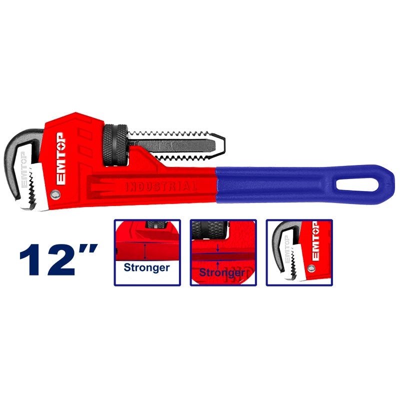 LLAVE STILLSON, DE 12 PULG, DE TUBO PARA PLOMERIA. MARCA EMTOP, EPWH1201