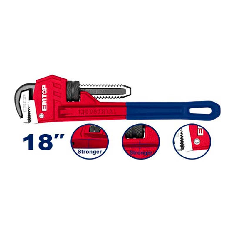 Llave de tubo tipo Stillson de 18 plgs, Emtop, EPWH1801