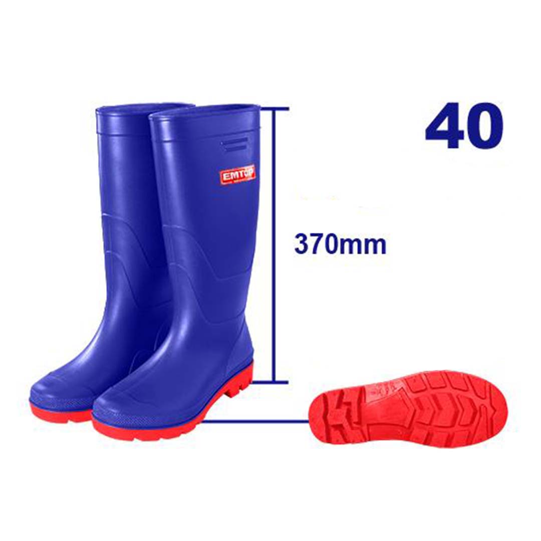 BOTAS PARA LA LLUVIA PVC Y NITRILO TALLA 40 ALTURA 37 CENTIMETROS COLOR AZUL. MARCA EMTOP, ERBTL040