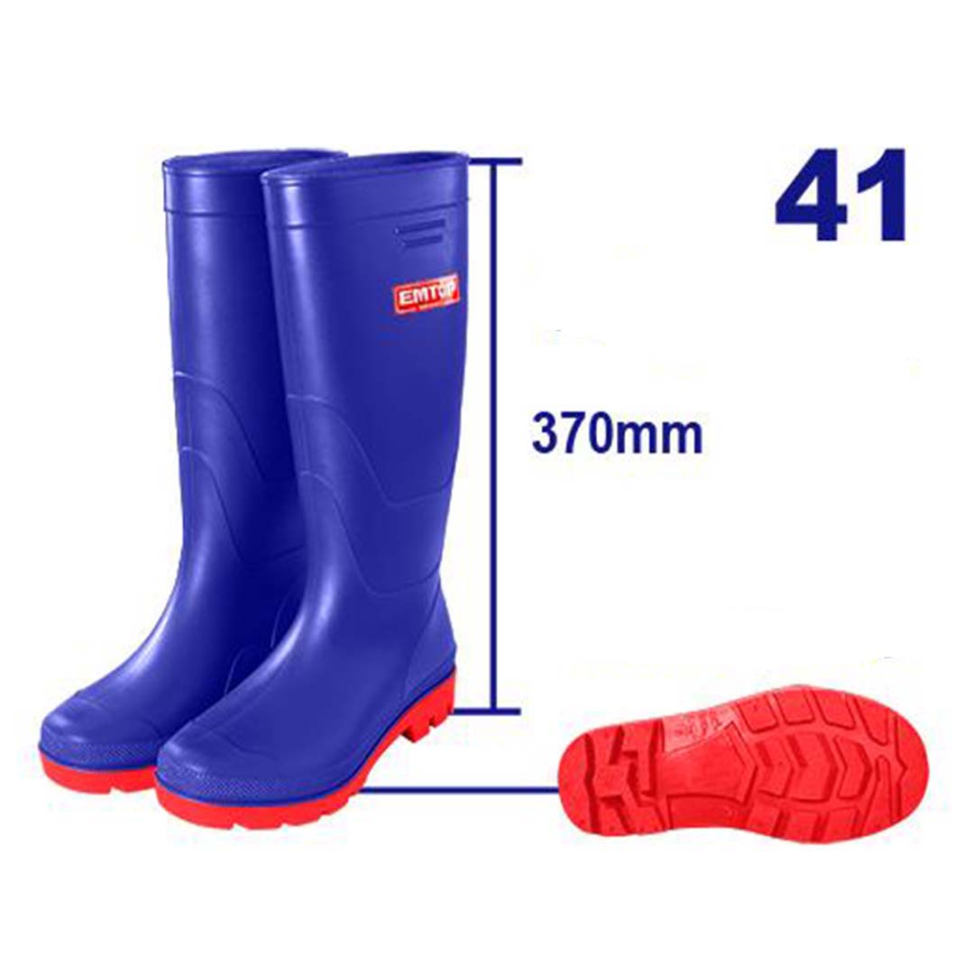 BOTAS PARA LA LLUVIA PVC Y NITRILO TALLA 41 ALTURA 37 CENTIMETROS COLOR AZUL. MARCA EMTOP, ERBTL041