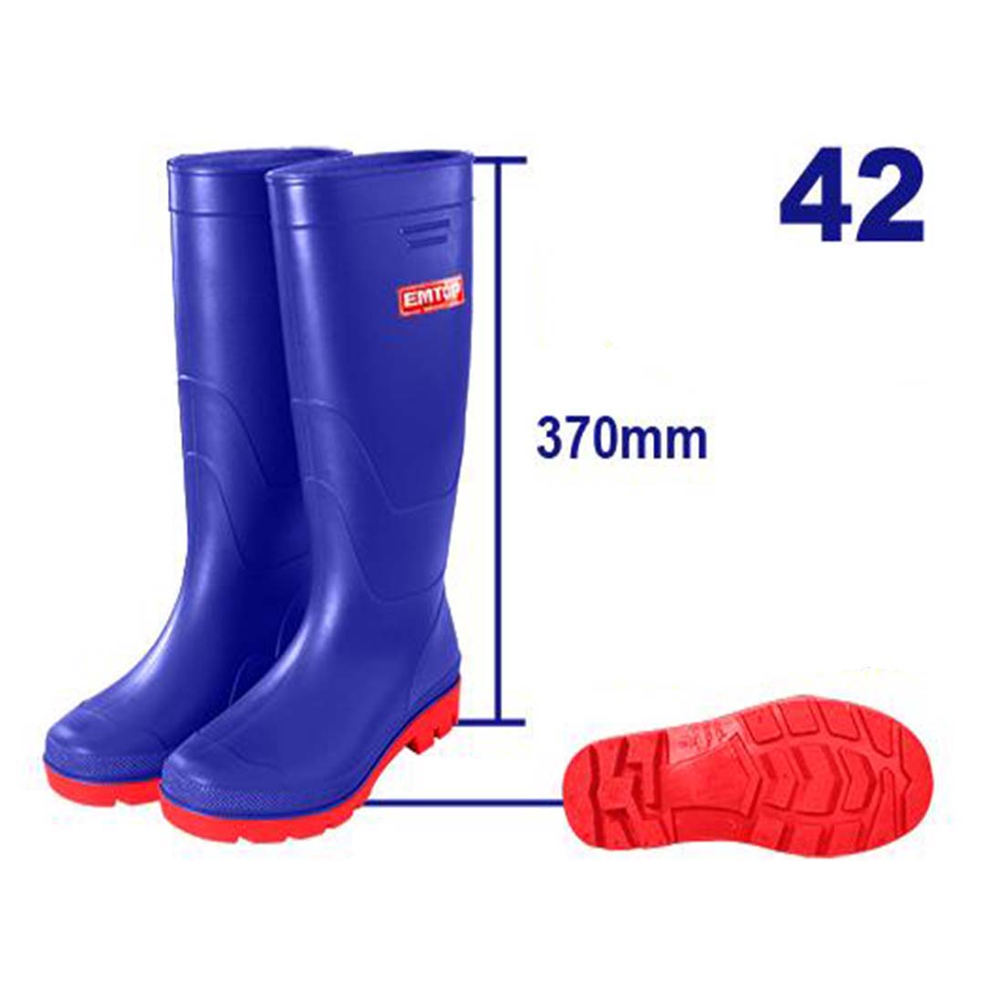 BOTAS PARA LA LLUVIA PVC Y NITRILO TALLA 42 ALTURA 37 CENTIMETROS COLOR AZUL. MARCA EMTOP, ERBTL042