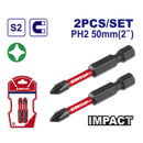SET DE 2 PUNTAS DE IMPACTO PHILLIPS NO.2 X 2 PULGADAS DE LARGO. MARCA EMTOP, ESBTM5PH250