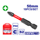 SET 10 PUNTAS DE IMPACTO PHILLIPS NO.2 X 2 PULGADAS DE LARGO PUNTA MAGNETICA. EMTOP, ESBTMPH223