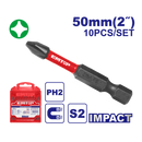 SET 10 PUNTAS DE IMPACTO PHILLIPS NO.2 X 2 PULGADAS DE LARGO PUNTA MAGNETICA. EMTOP