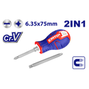 DESARMADOR 2 EN 1 PUNTA INTERCAMBIABLE DE 3 PULG. DE LARGO UN LADO PH2 Y EL OTRO PLANO NO.6. EMTOP