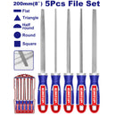 SET DE 5 LIMAS 8 PLG, INCLUYE PLANA, MEDIA CAÑA, REDONDA, TRIANGULAR Y CUADRADA, IDEALES PARA TRABAJO EN METAL, EMTOP.