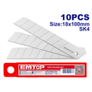 Repuestos para cuchilla de 18mm, quebrable, 10 piezas, Emtop, ESKB1801