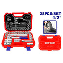 Juego de copas con ratch, raíz 1/2 plgs, 28 piezas, Emtop, ESKT12281