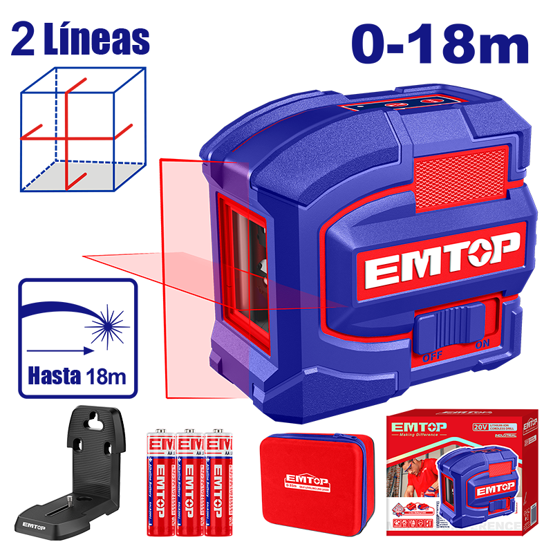 Nivel láser rojo de 15 metros, Emtop, ESLE21503