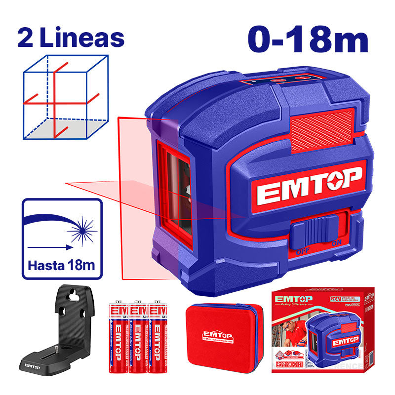 Nivel láser rojo de 15 metros, Emtop, ESLE21503