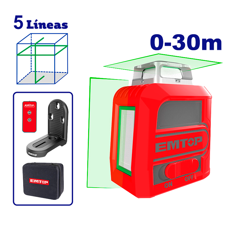 Nivel láser de 360 grados color verde de 30 metros ESLE2M05