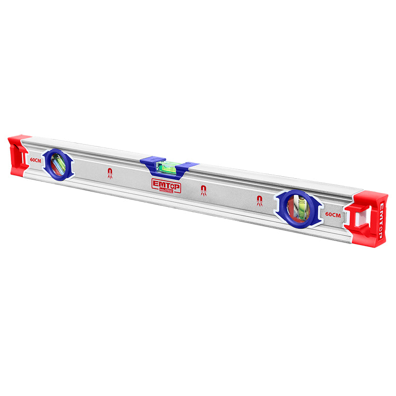 NIVEL DE ALUMINIO MAGNETICO, 40 CM. DISEÑO DE DOBLE SUPERFICIE PLANA. MARCA EMTOP, ESLL34001
