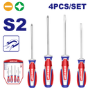 JUEGO 4 DESARMADORES MANGO ERGONOMICO 2 PLANOS Y 2 PHILLIPS PUNTA MAGNETICA. EMTOP