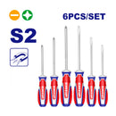 JUEGO DE 6 DESARMADORES 3 PHILLIPS Y 3 PLANOS PUNTA MAGNETICA. EMTOP, ESST0621