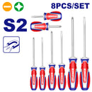 DESARMADORES PLANOS Y PHILLIPS CON PUNTA MAGNETICA, KIT DE 8, EMTOP, ESST0821