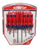 Juego de 12 desarmadores, Emtop, esst1201