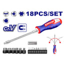 Desarmador de barra flexible para copas y puntas, 18 piezas, Emtop, ESSTFL1802