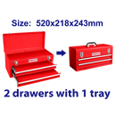 CAJA METALICA PARA HERRAMIENTAS CON 2 GABETAS. MARCA EMTOP