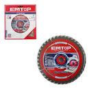 DISCO DE SIERRA, 7-1/4, EJE DE 20 MM CON REDUCTOR A 16 MM, 40 DIENTES DE CARBURO, PARA MADERA. MARCA EMTOP, ETCT1185152