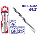 BROCA PARA METAL Y MADERA 1/2 PLG, ACERO RAPIDO HSS, PUNTA 135 GRADOS, EMTOP.