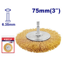 CEPILLO DE ALAMBRE RADIAL DIAMETRO 3 PULGADAS. VASTAGO 1/4. MAXIMA REVOLUCION 4500 RPM. EMTOP