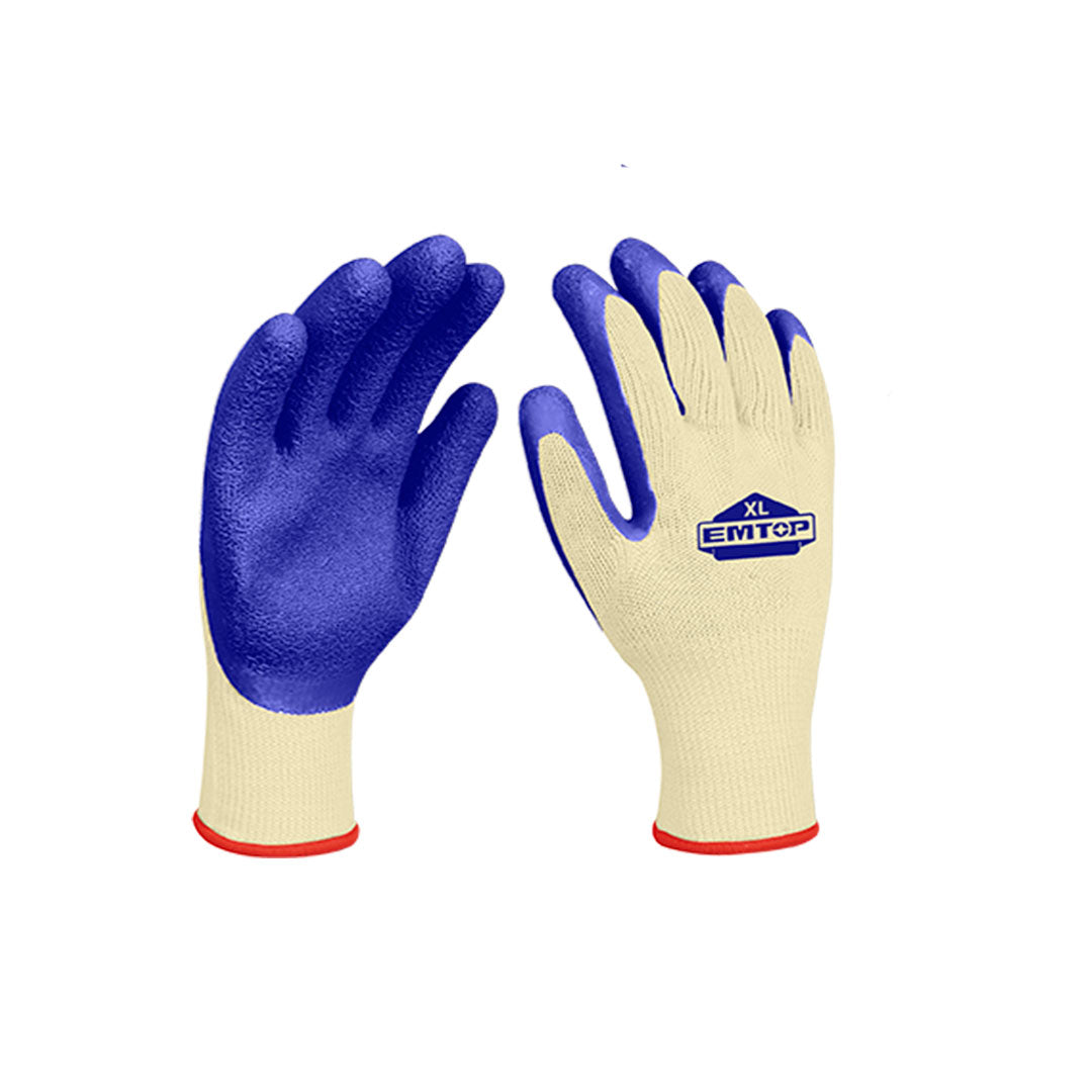 GUATES DE LATEX PALMA TEXTURIZADA PARA MAYOR AGARRE, TALLA XL PARA TRABAJOS DE CARGA PESADA. MARCA EMTOP, EXGV0102